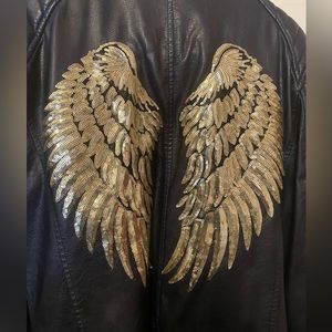 Dark blue, looks almost black ZARA men size L , leather jacket